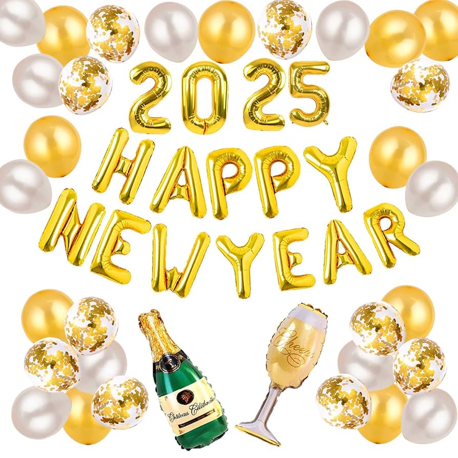 Happy New Year ナンバーバルーン新年 楽天市場】2025 新年会 飾り付け HAPPY NEW YEAR 数字 バルーン